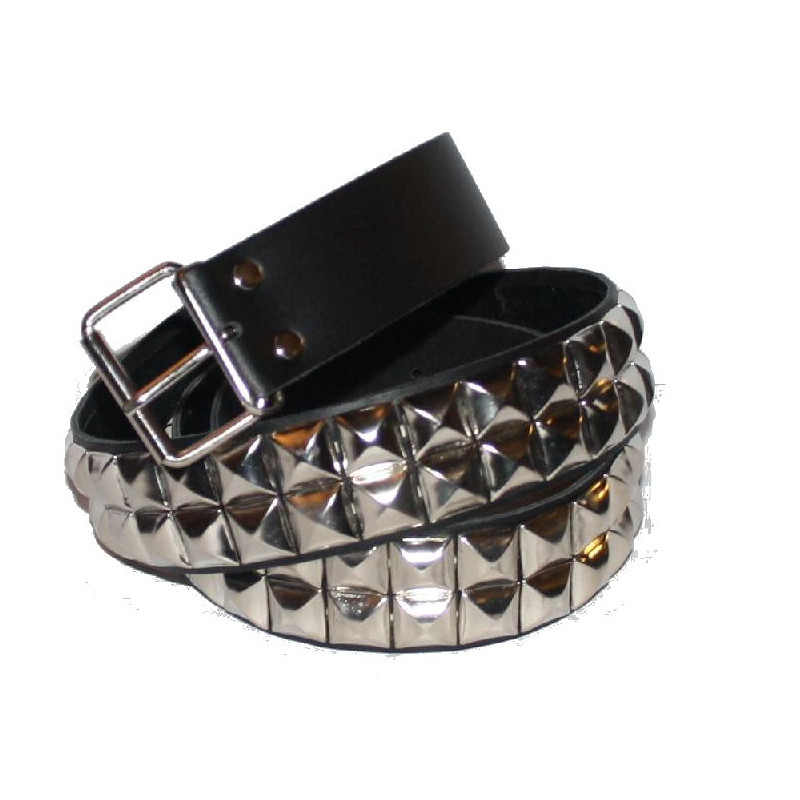 Ledergürtel mit Pyramidennieten 2 reihig