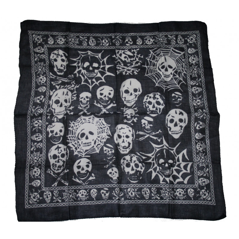 Tuch (1x1m) mit Motiv - "Schädel/Spinnennetz"