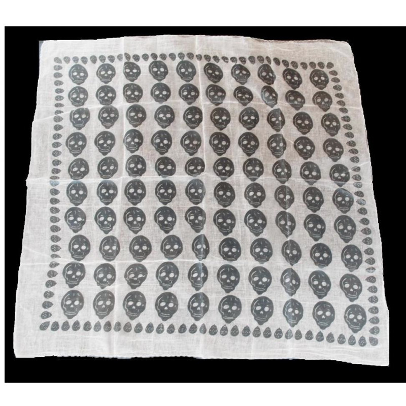 Tuch (1x1m) mit Motiv - "Schädel" weiß