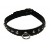 Lederhalsband mit Spitznieten 1 reihig mit Ring