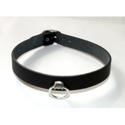 Lederhalsband mit Spitznieten 1 reihig mit Ring