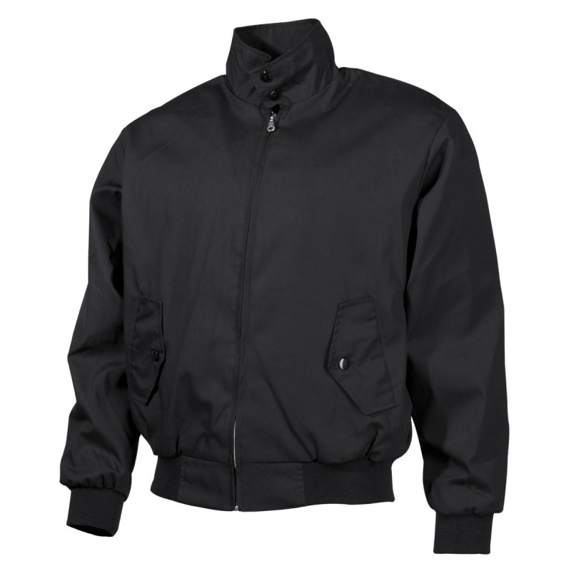 Harrington Style Jacke Schwarz Blouson mit Tartan Futter