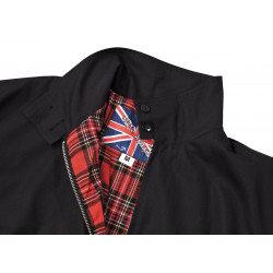 Harrington Style Jacke Schwarz Blouson mit Tartan Futter