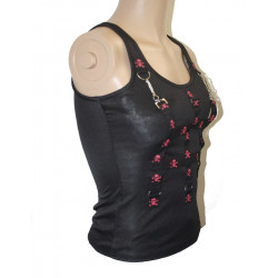 Top mit Riemen & Karabiner Skulls Gothic Bondageshirt