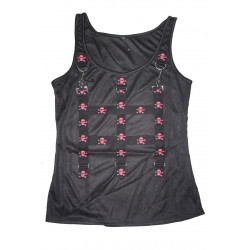 Top mit Riemen & Karabiner Skulls Gothic Bondageshirt