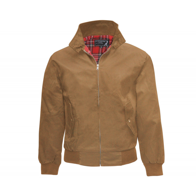 Harrington Style Jacke Caramel Blouson mit Tartan Futter