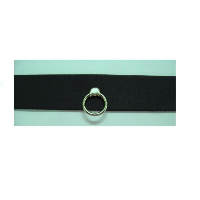 Lederhalsband Schwarz 1 reihig schmal mit Ring